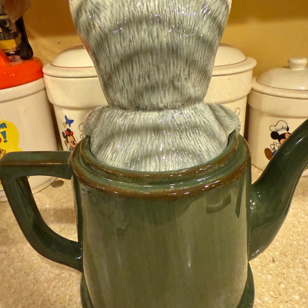2004 Kenni-Kats Blue Sky Carvers Cat-Shaped Cookie Jar Cat in tea-pot Kitten - Picture 10 of 16